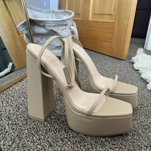 Nasty Gal Faux Leather Platform Strappy Block Heels